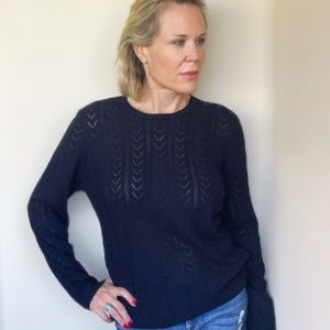 Ralph Lauren Silk and Cashmere Navy Blue Sweater